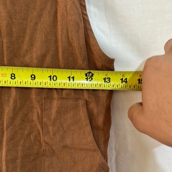 NWT Monteau Los Angeles Brown Scalloped Hem Overall Dress Size Small - Picture 5 of 5